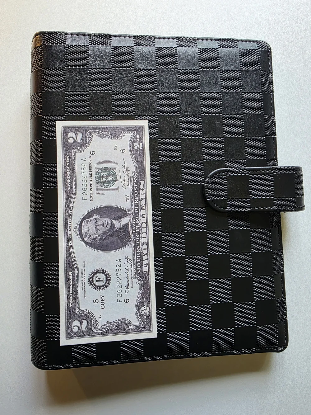 A5 6 Ring Binder  Black Checkered Hardcover Planner with Snap Closure